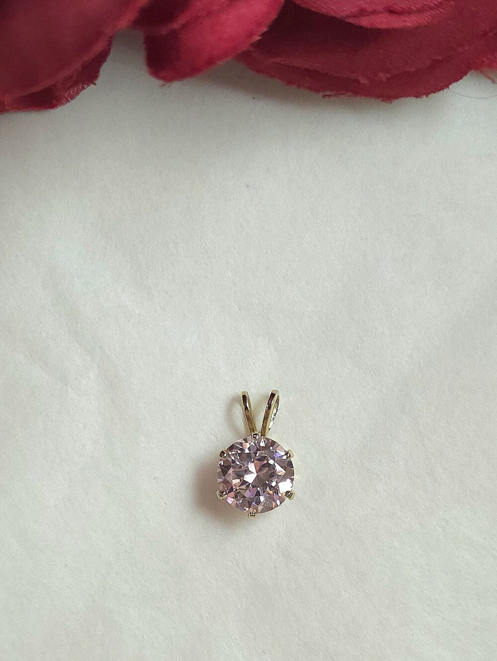 Vintage Pink Crystal Solitaire Pendant